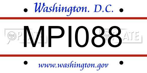 MPI088 District Of Columbia License Plate