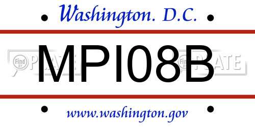 MPI08B District Of Columbia License Plate