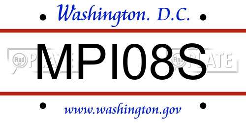 MPI08S District Of Columbia License Plate