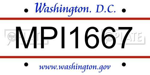 MPI1667 District Of Columbia License Plate