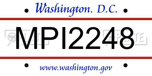 MPI2248 District Of Columbia License Plate