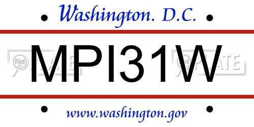 MPI31W District Of Columbia License Plate
