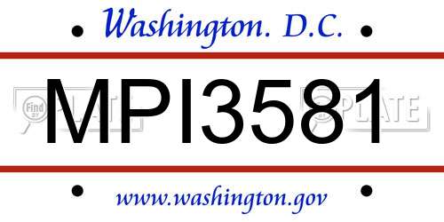 MPI3581 District Of Columbia License Plate