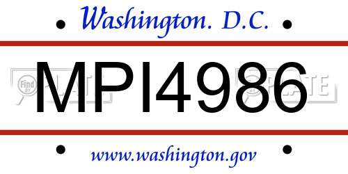 MPI4986 District Of Columbia License Plate