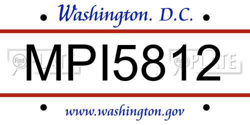 MPI5812 District Of Columbia License Plate