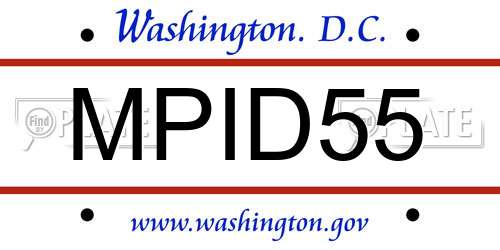 MPID55 District Of Columbia License Plate