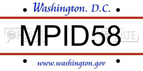 MPID58 District Of Columbia License Plate