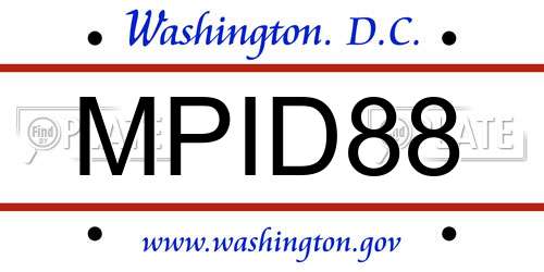 MPID88 District Of Columbia License Plate