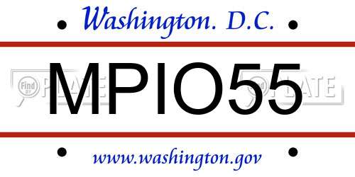 MPIO55 District Of Columbia License Plate
