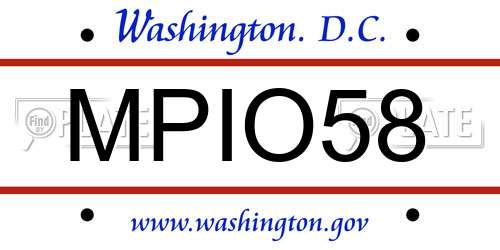 MPIO58 District Of Columbia License Plate