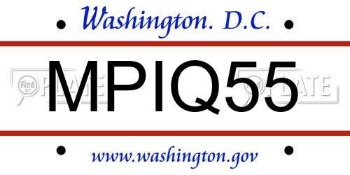 MPIQ55 District Of Columbia License Plate