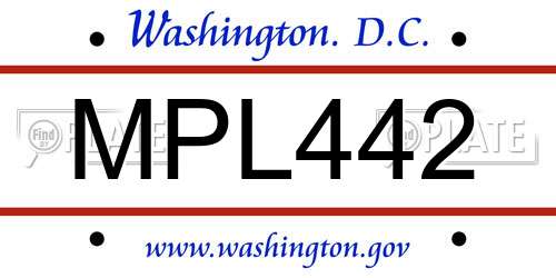 MPL442 District Of Columbia License Plate