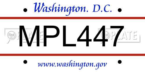 MPL447 District Of Columbia License Plate