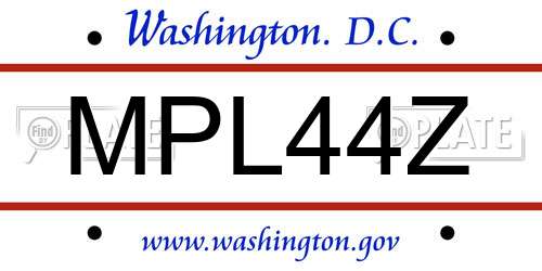 MPL44Z District Of Columbia License Plate