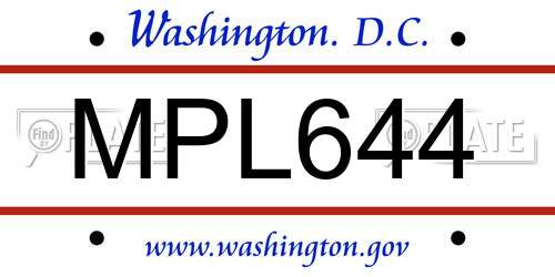 MPL644 District Of Columbia License Plate