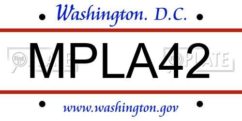 MPLA42 District Of Columbia License Plate