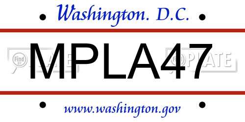 MPLA47 District Of Columbia License Plate