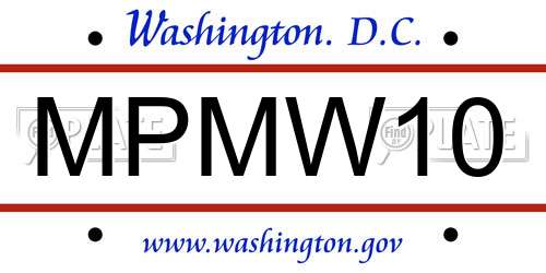 MPMW10 District Of Columbia License Plate