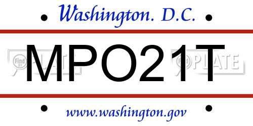 MPO21T District Of Columbia License Plate