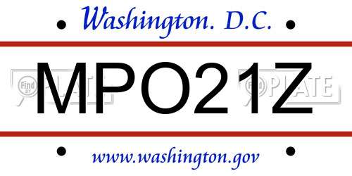 MPO21Z District Of Columbia License Plate