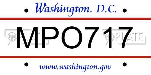 MPO717 District Of Columbia License Plate