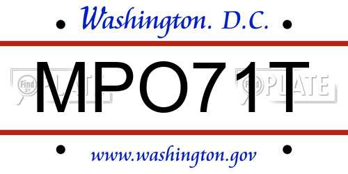 MPO71T District Of Columbia License Plate