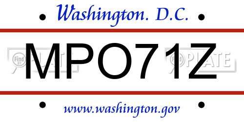 MPO71Z District Of Columbia License Plate