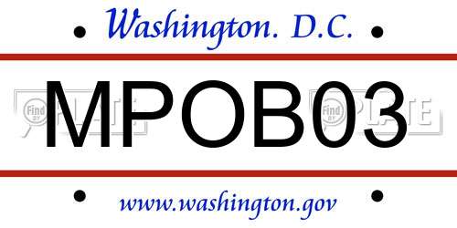 MPOB03 District Of Columbia License Plate