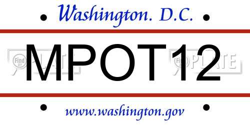 MPOT12 District Of Columbia License Plate