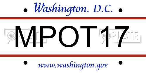 MPOT17 District Of Columbia License Plate