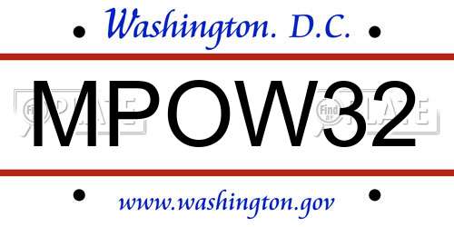 MPOW32 District Of Columbia License Plate