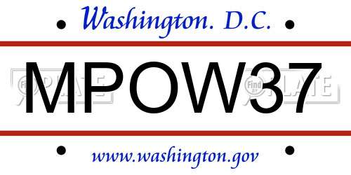 MPOW37 District Of Columbia License Plate