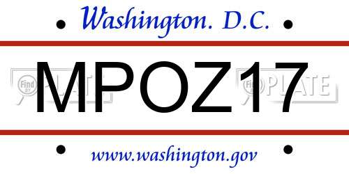 MPOZ17 District Of Columbia License Plate