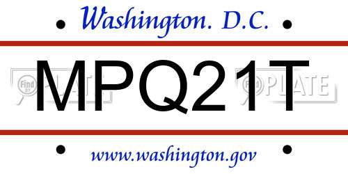 MPQ21T District Of Columbia License Plate