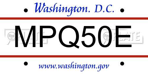 MPQ50E District Of Columbia License Plate