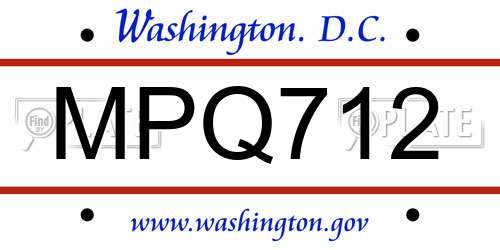 MPQ712 District Of Columbia License Plate