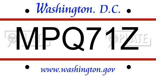 MPQ71Z District Of Columbia License Plate