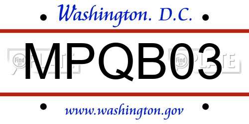 MPQB03 District Of Columbia License Plate