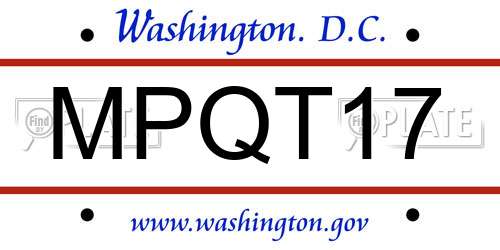 MPQT17 District Of Columbia License Plate