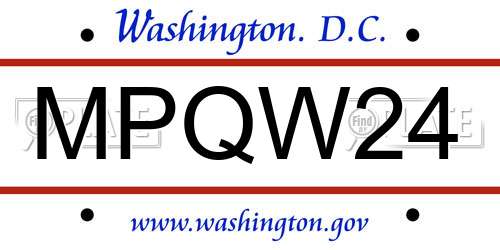 MPQW24 District Of Columbia License Plate