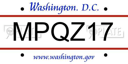 MPQZ17 District Of Columbia License Plate