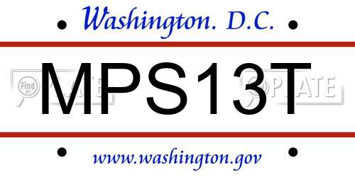 MPS13T District Of Columbia License Plate