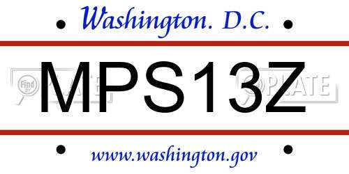 MPS13Z District Of Columbia License Plate