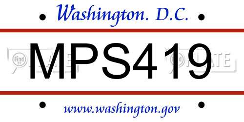 MPS419 District Of Columbia License Plate