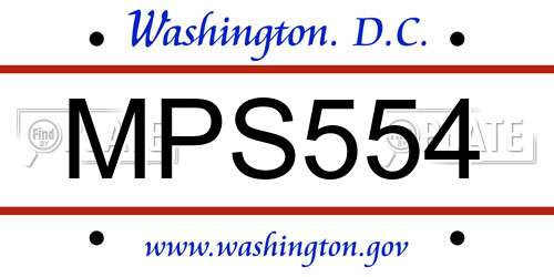 MPS554 District Of Columbia License Plate