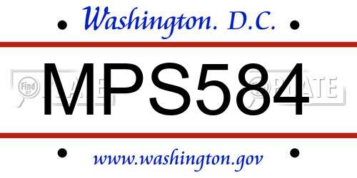 MPS584 District Of Columbia License Plate