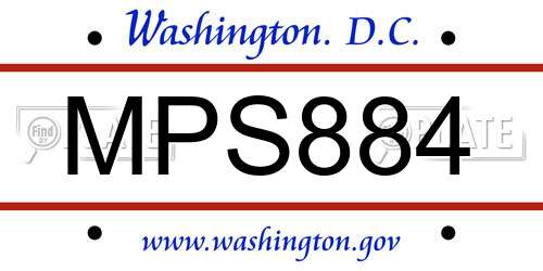 MPS884 District Of Columbia License Plate
