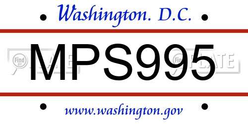 MPS995 District Of Columbia License Plate