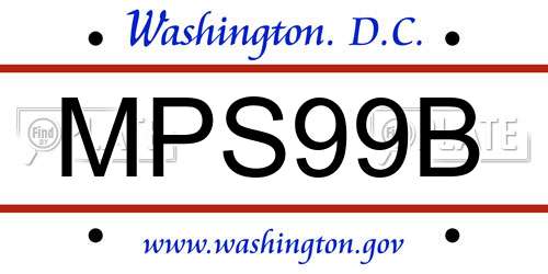 MPS99B District Of Columbia License Plate