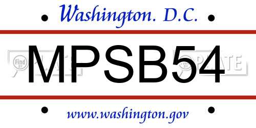 MPSB54 District Of Columbia License Plate